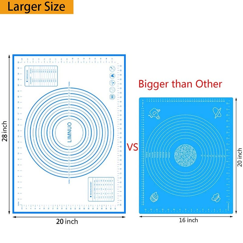 LIMNUO Silicone Baking Matï¼ŒNon Stick Rolling Dough with Measurements for Pie Pizza Cookies Fondant Makingï¼ŒExtra Thick Non Slip Silicone Pastry Mat - Image 5